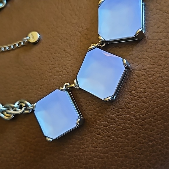 LOFT Opaque Light Pink Acrylic Square Gem Chain Necklace - Picture 7 of 8